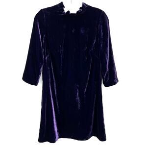 Talbots Petite women’s velour ruffle collar short sleeve dress